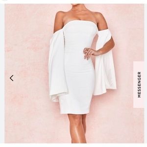 House Of CB, 'Rhea' White Long Sleeve Dress, Size XS